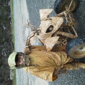 my younger son got a little dirty on our trail ride that day