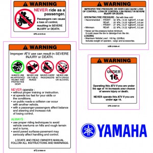 Yamaha Blaster Warning Stickers