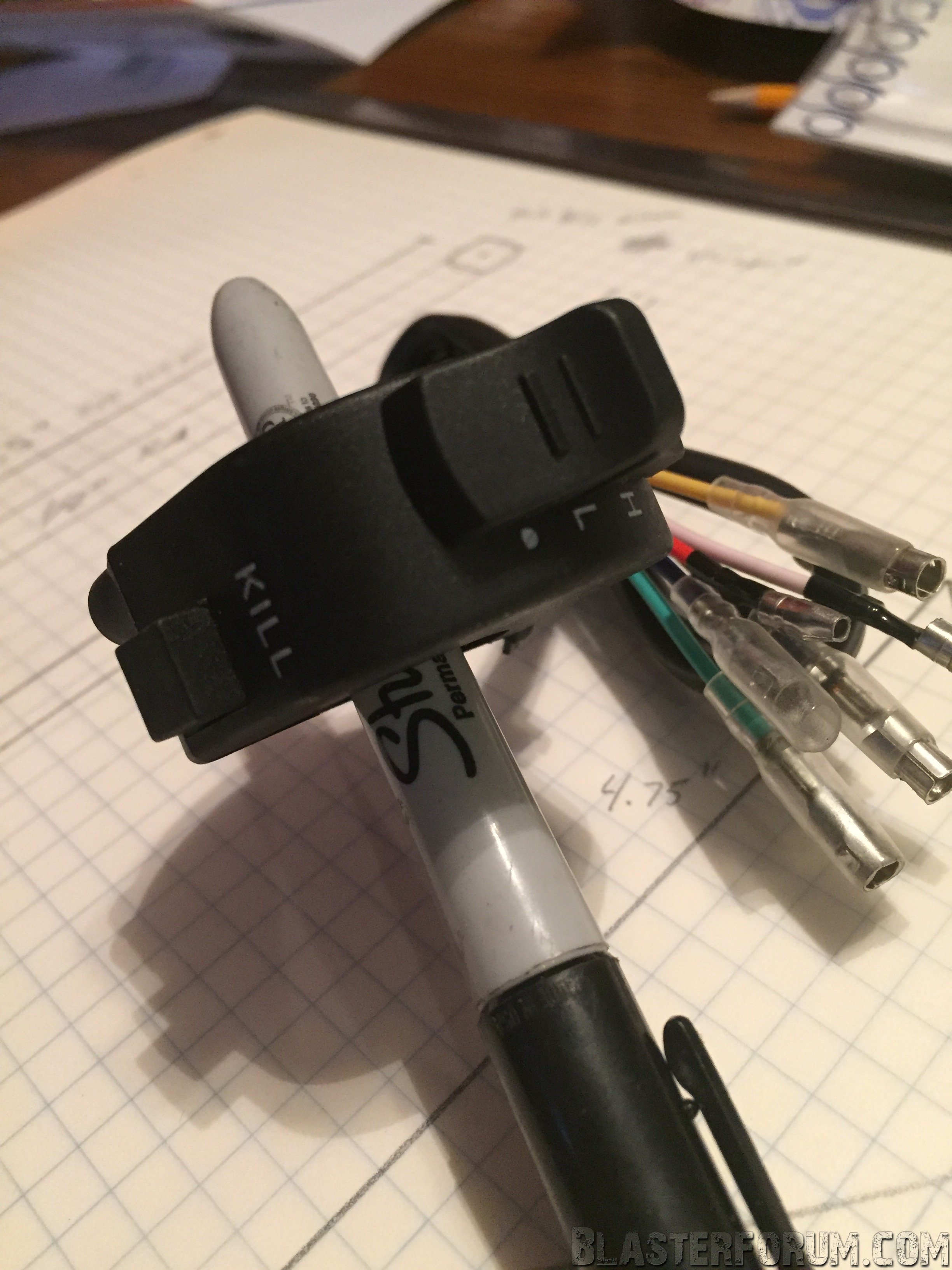 New headlight/kill switch. Much smaller to keep bars less cluttered