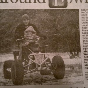 ACM & Dad blasting in the snow......from the local news paper