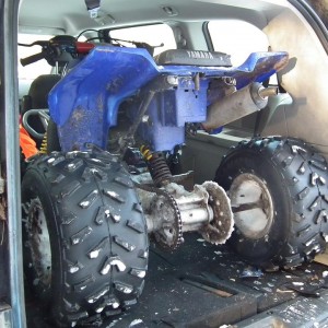 Blaster in a Dodge minivan