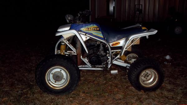 My 1998 Yamaha Blaster 200cc I got for free from a friend of mine. I have rebuilt the topend an put new clutchs in it along with new reeds an it runs great an I'm steal working on it an mybe by the summer I will be done with ever ting going to do to it.         Sorry took pictures at night.
