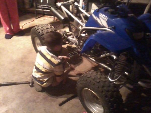 my nephew aint scared to get his hands dirty