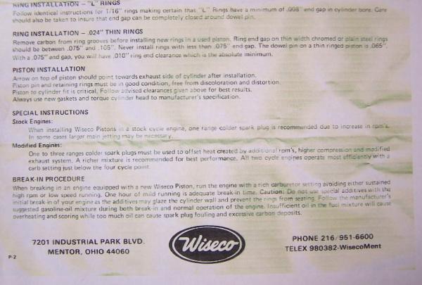 The other half of the "Old School" wiseco instructions...the good old days!