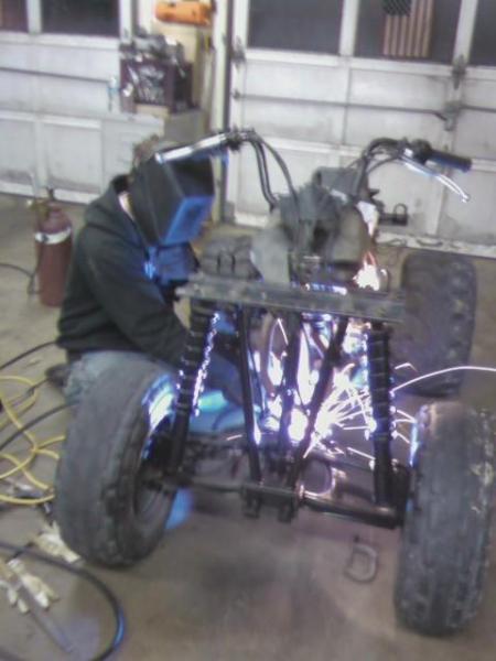 Welding brackets for the fender supports onto the frame of the timberwolf