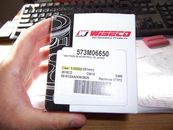Wiseco clearances on the box.